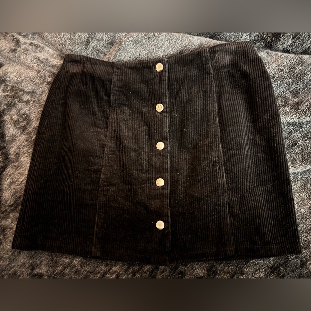 Black corduroy mini skirt